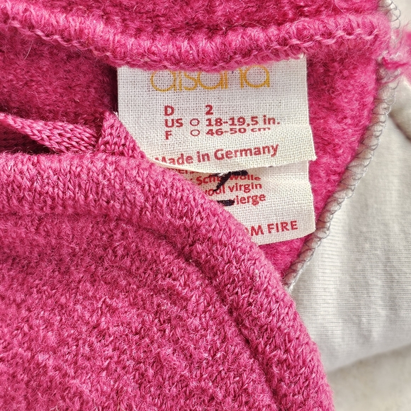 Disana Organic Boiled Wool Kids Baby Hat Bonnet Pink Berry - Size 6-18 Months - Picture 6 of 9